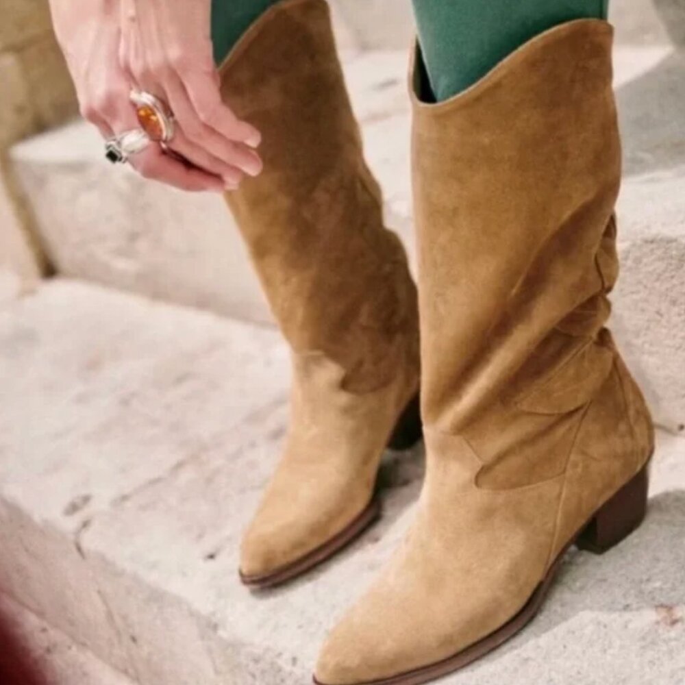NIB Sezane Phoenix Boots, Color: Beige, Size US8/FR39